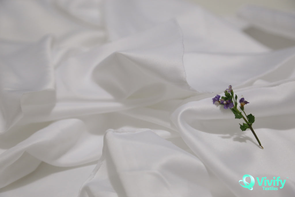 Recycled Polyester Satin Fabric Bright White Matt - Vivify Textiles