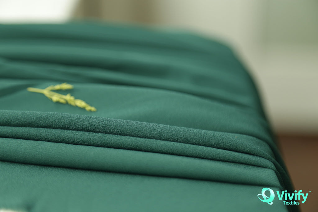 Recycled Polyester Mess Chiffon Dark Green - Vivify Textiles